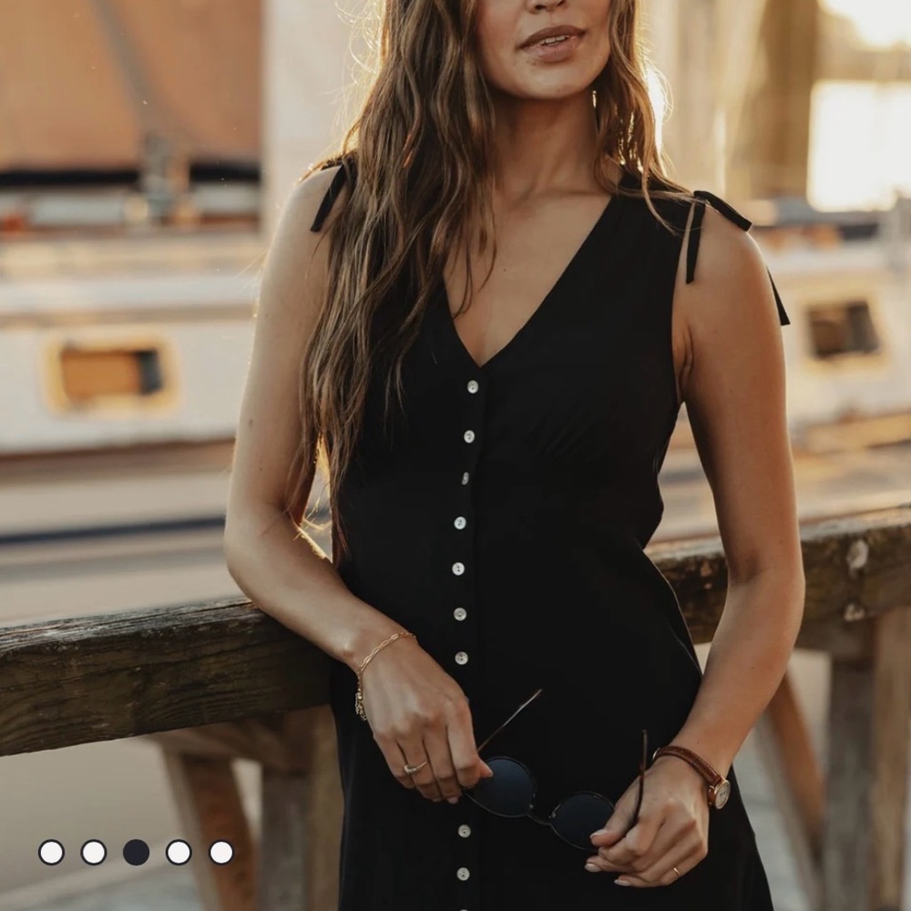 The Normal Brand - Aria Crepe Camille Button Thru Mini Dress in Black